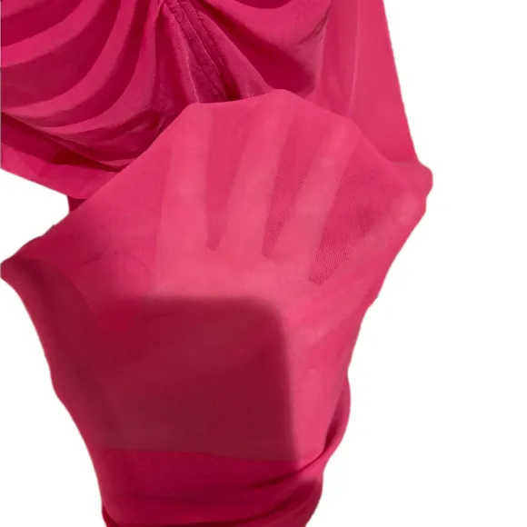 HOUSE OF HARLOW NEW 2PC HOT PINK BODYCON RUCHED SLEEVELESS TOP &amp; MAXI SKIRT SZ M