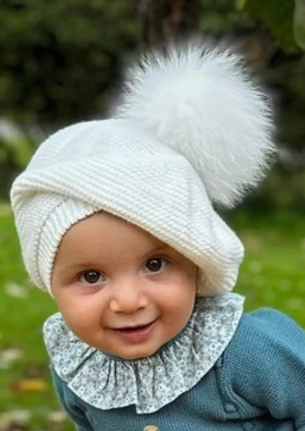 Ivory Faux Fur Pom Beret