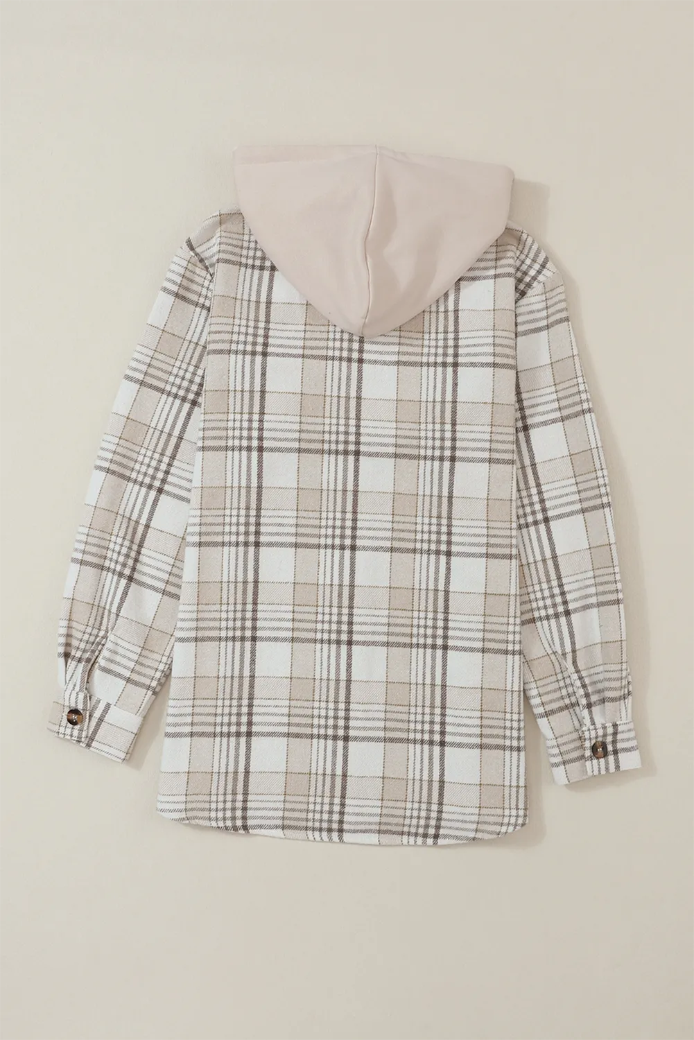 Ivy Plaid Removable Hood Button Up Shacket