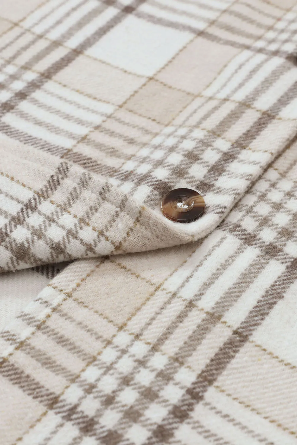 Ivy Plaid Removable Hood Button Up Shacket
