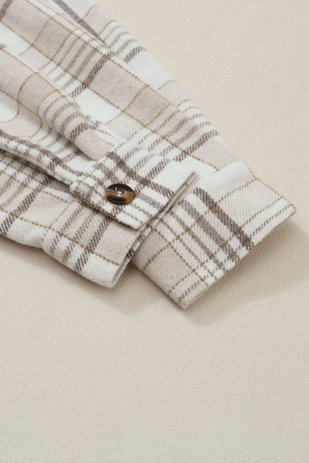 Ivy Plaid Removable Hood Button Up Shacket