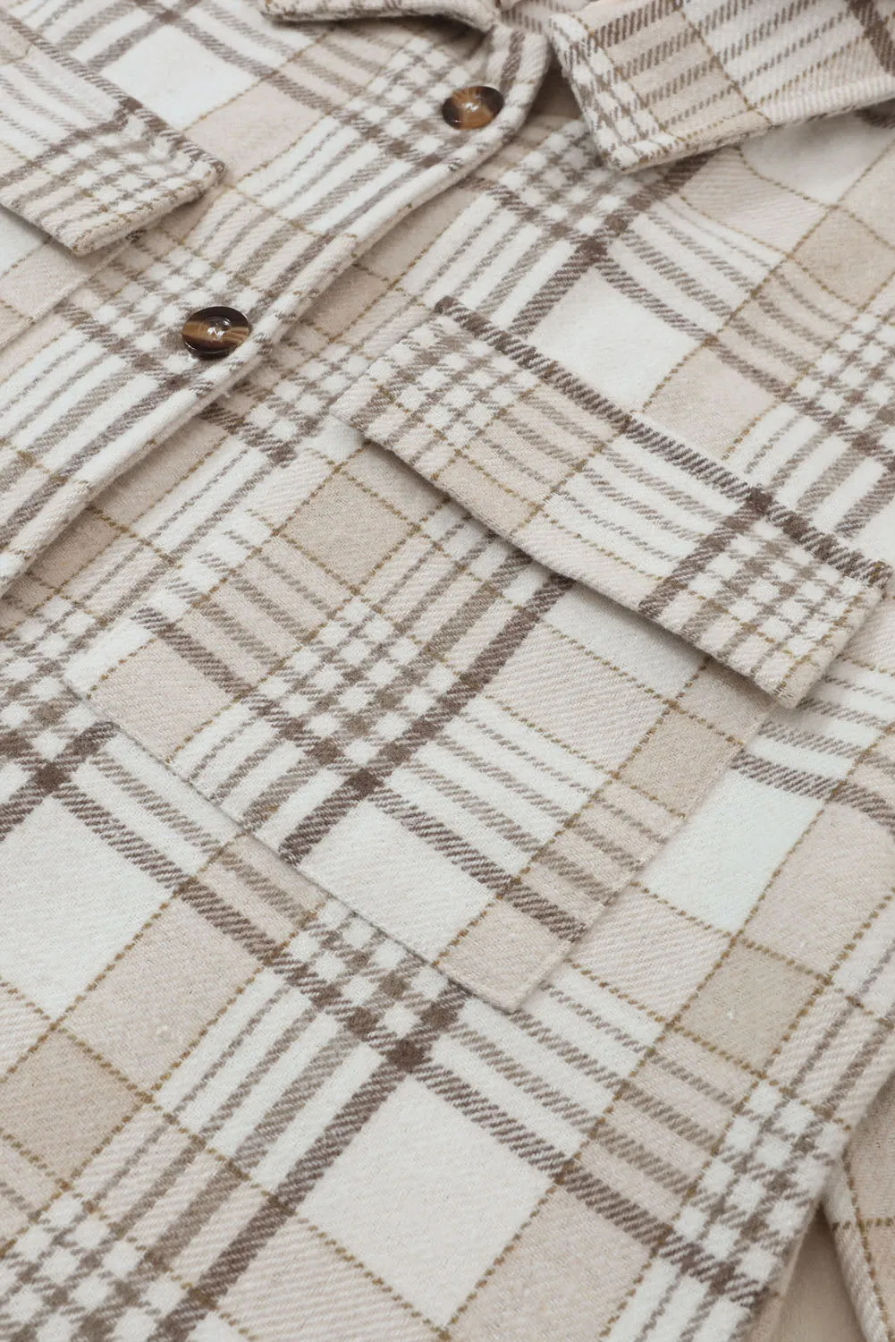 Ivy Plaid Removable Hood Button Up Shacket