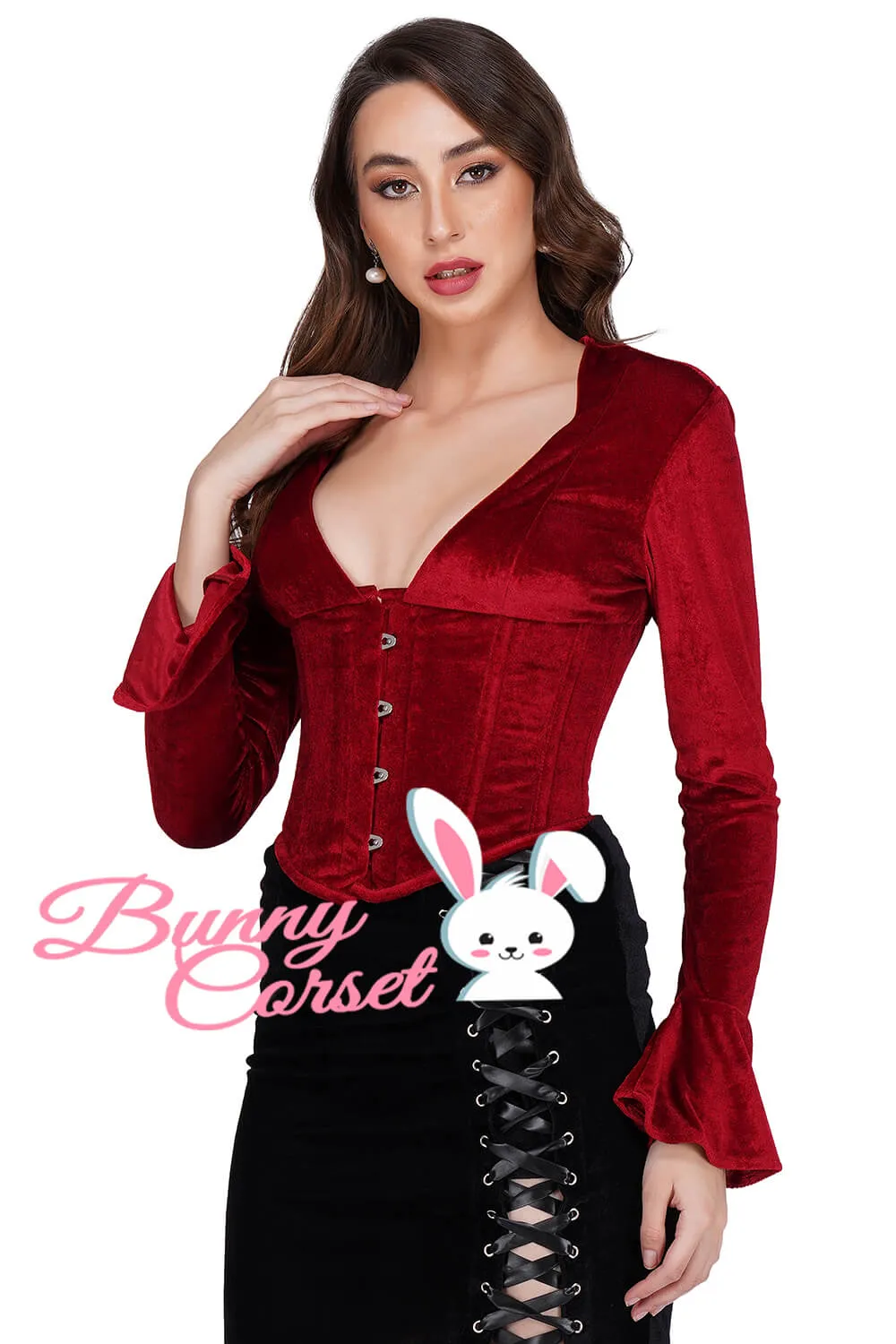 Janiela Maroon Corset Top