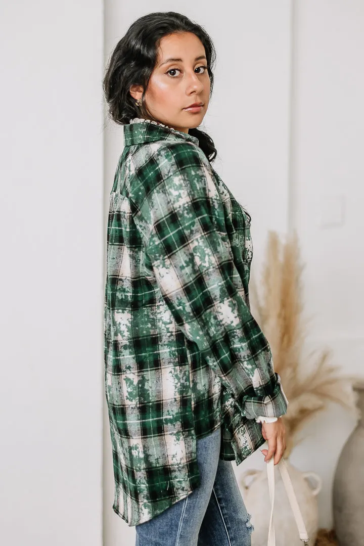 Jasmine Plaid Flannel Top | Green