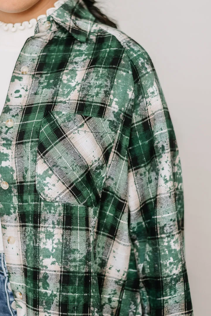 Jasmine Plaid Flannel Top | Green