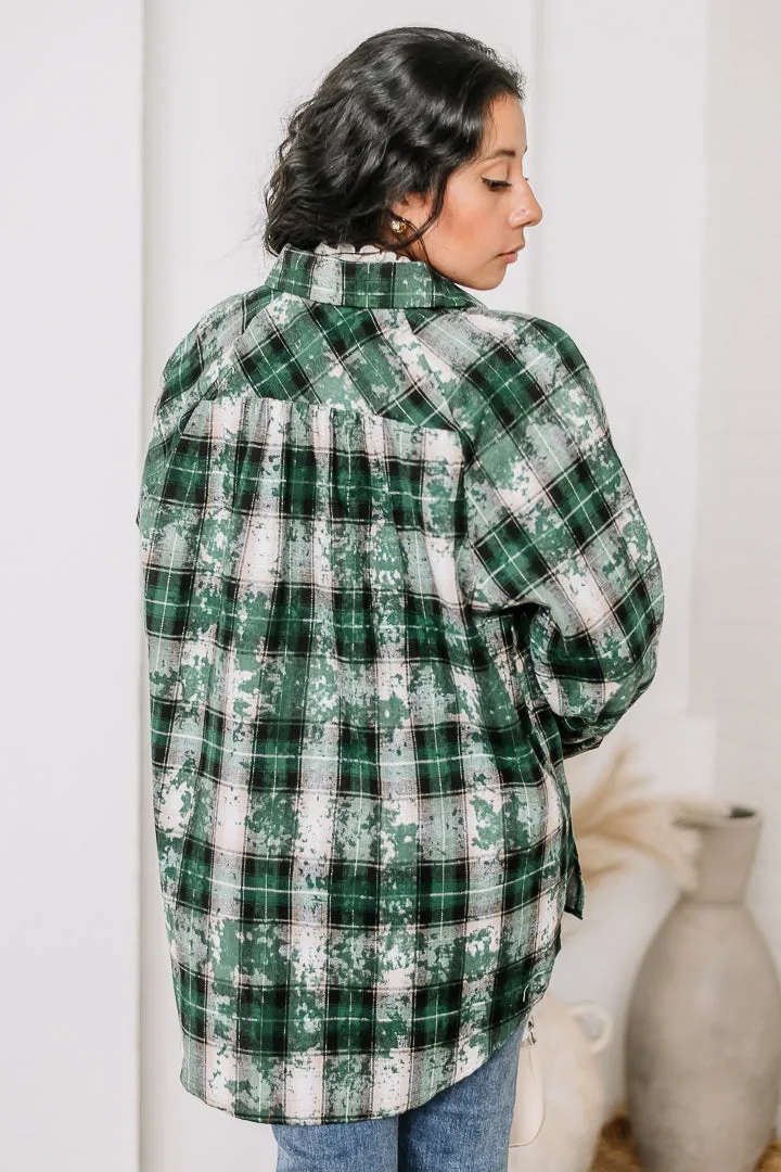 Jasmine Plaid Flannel Top | Green