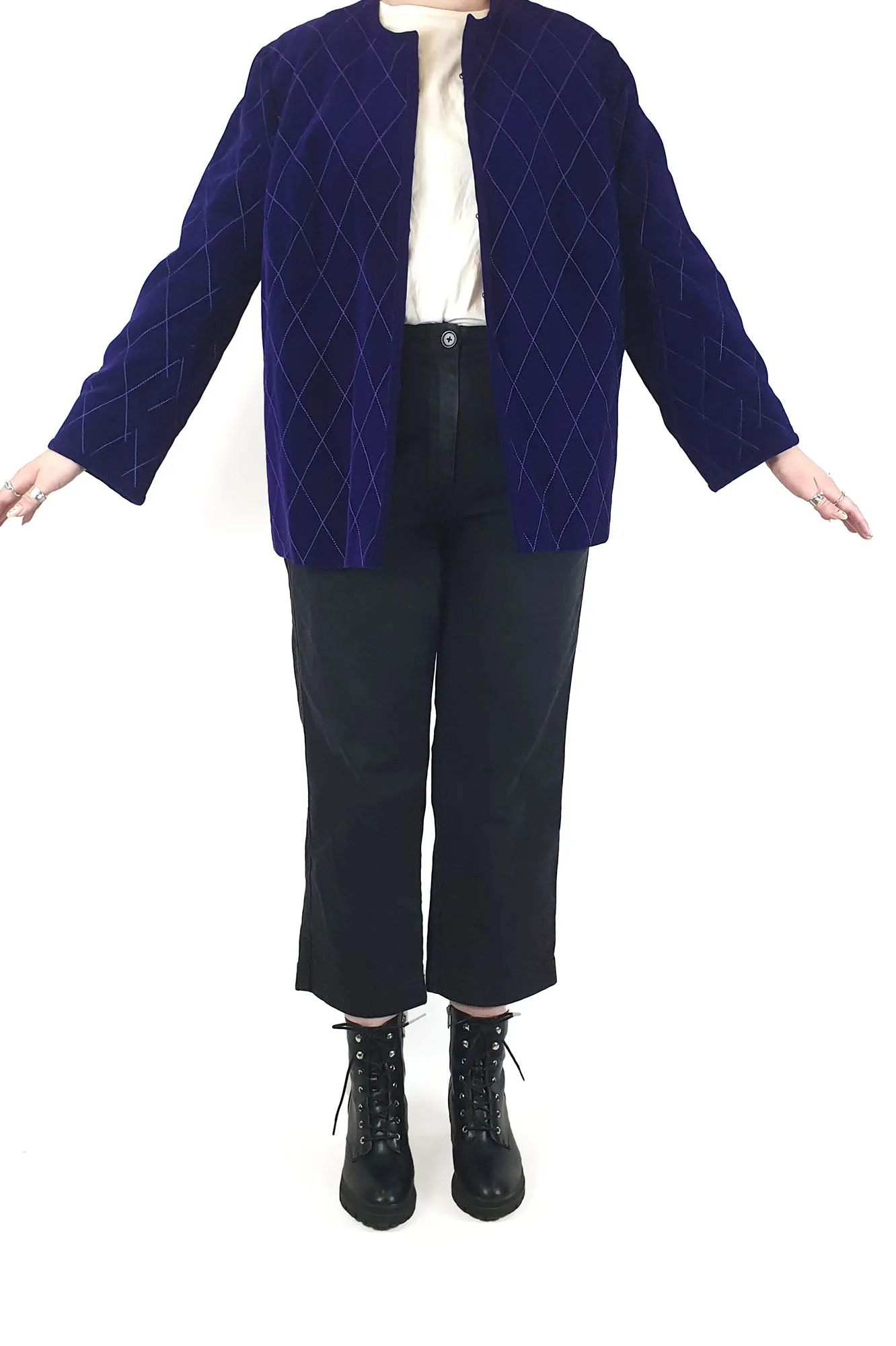 Jot Toorak lined purple velvet vintage coat, fits 12-14