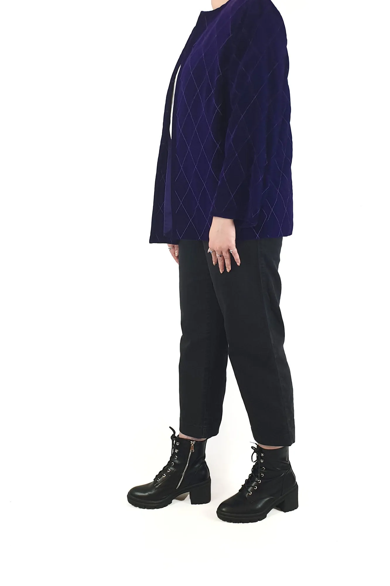 Jot Toorak lined purple velvet vintage coat, fits 12-14