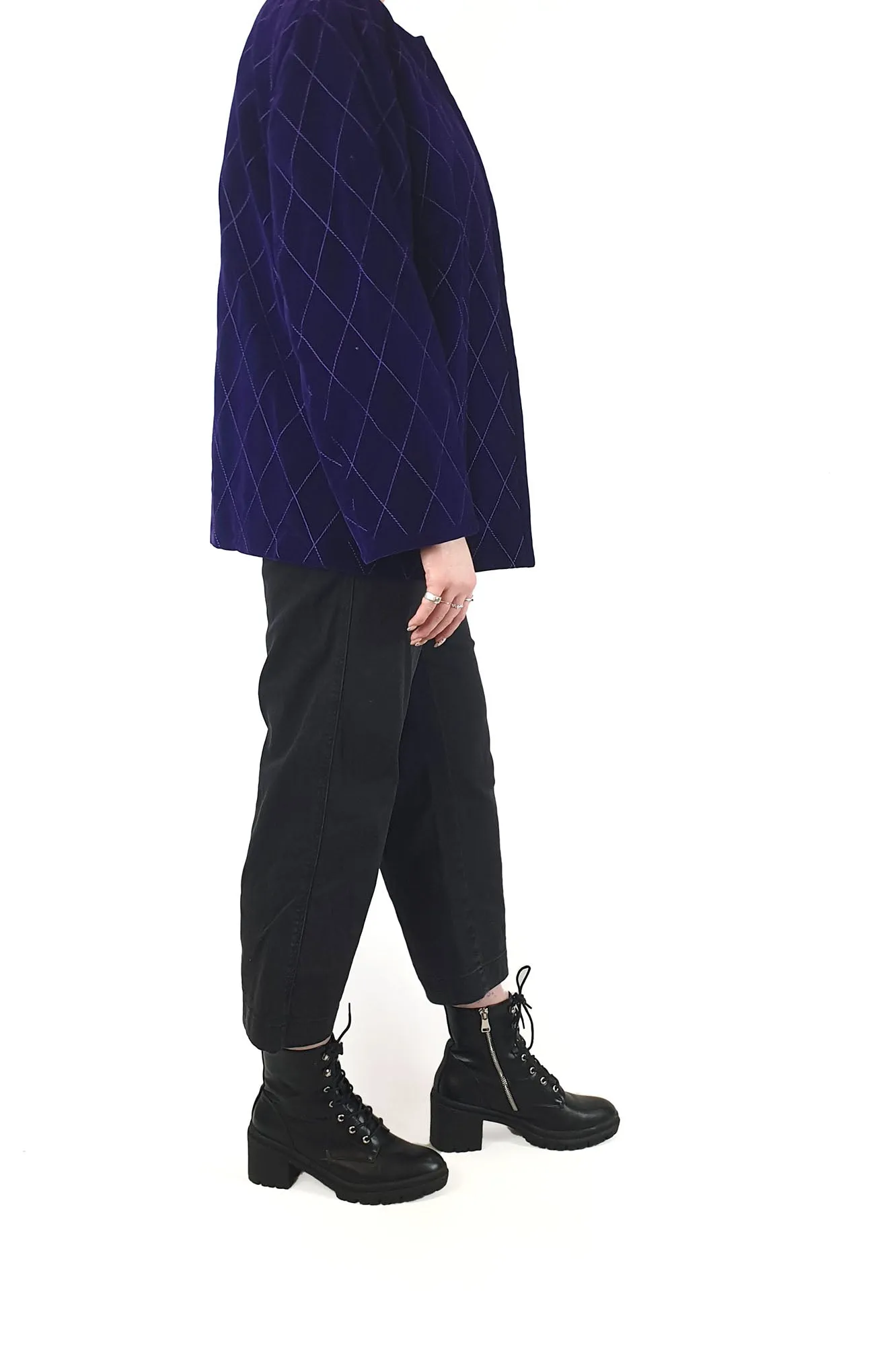 Jot Toorak lined purple velvet vintage coat, fits 12-14