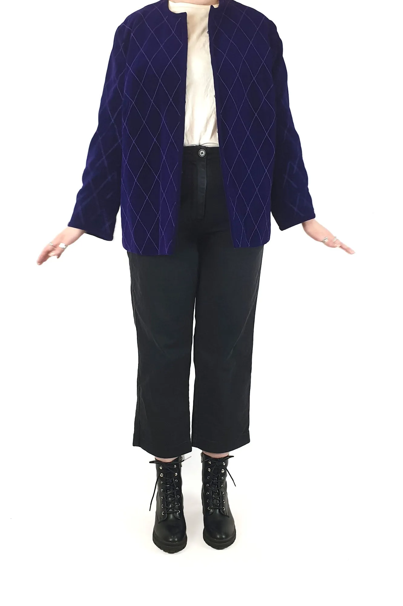 Jot Toorak lined purple velvet vintage coat, fits 12-14