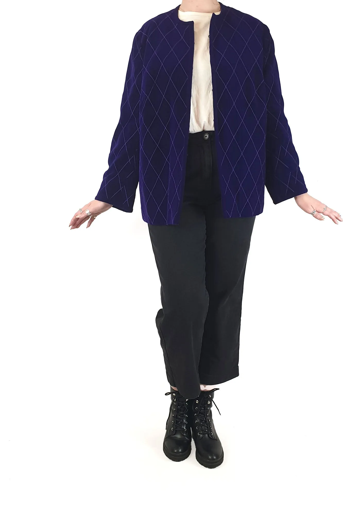 Jot Toorak lined purple velvet vintage coat, fits 12-14