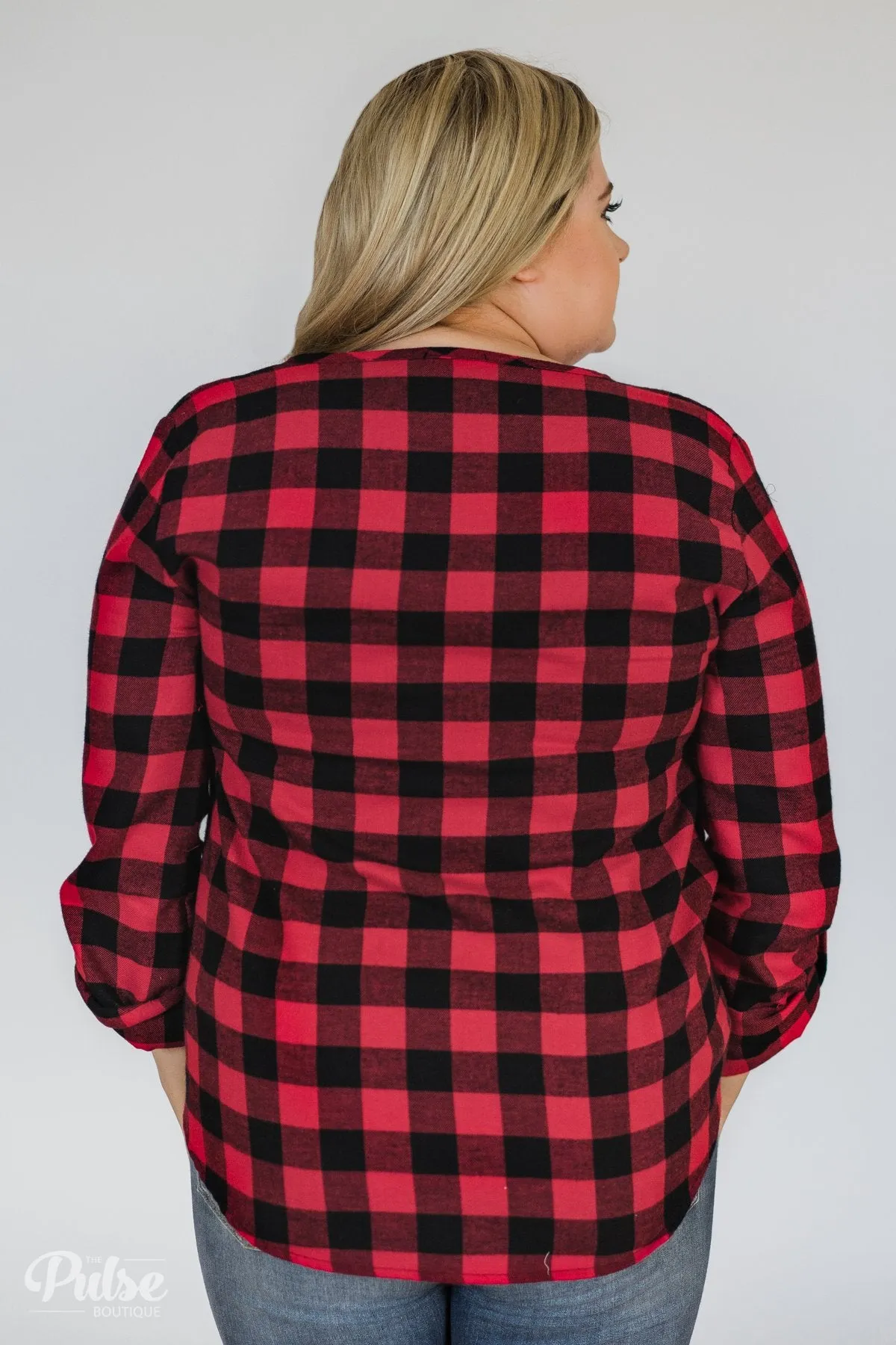 Keep It Coming Buffalo Plaid Button Up Top