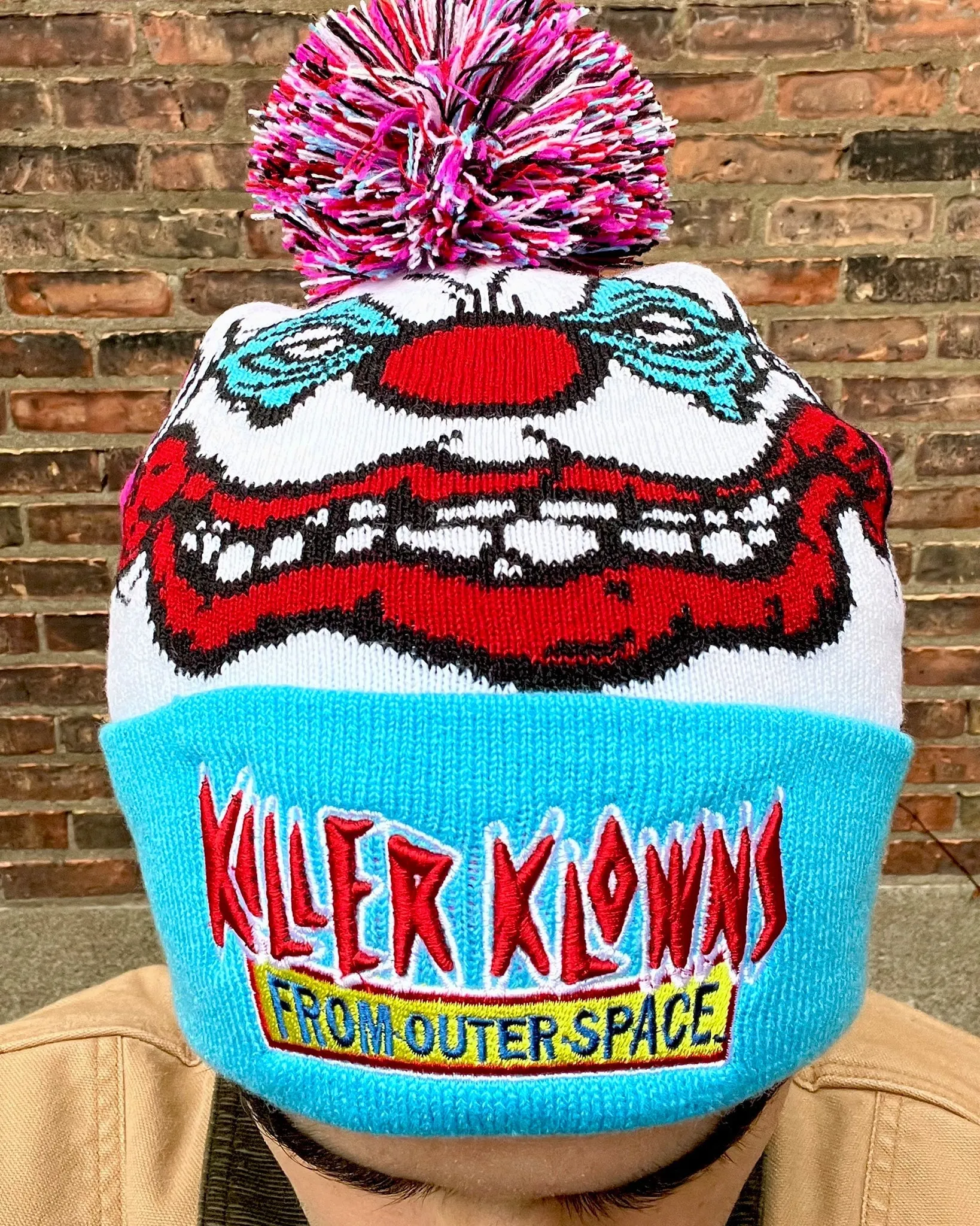 Killer Klowns Fatso Big Face Winter Pom Beanie