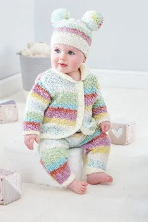 King Cole 5763 Onesie, Cardigan, Trousers and Hats