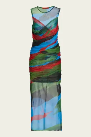 Kinny Mesh Dress in Painted Leaf