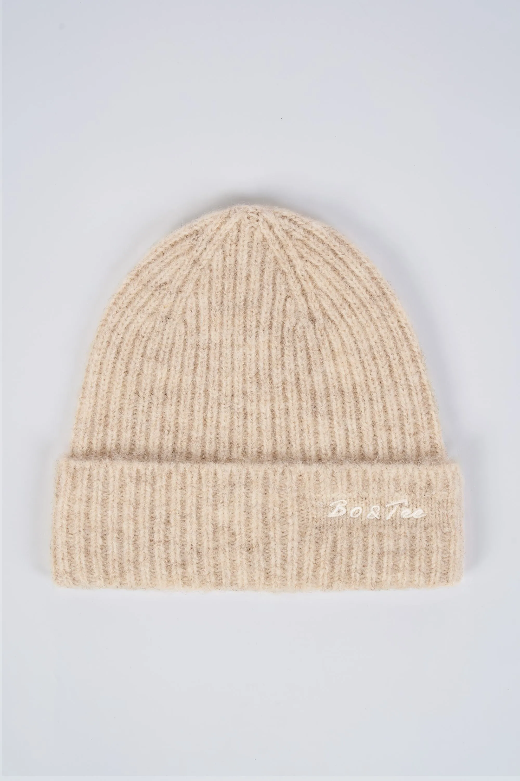 Knit Beanie Hat in Cream Marl