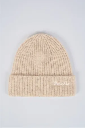 Knit Beanie Hat in Cream Marl