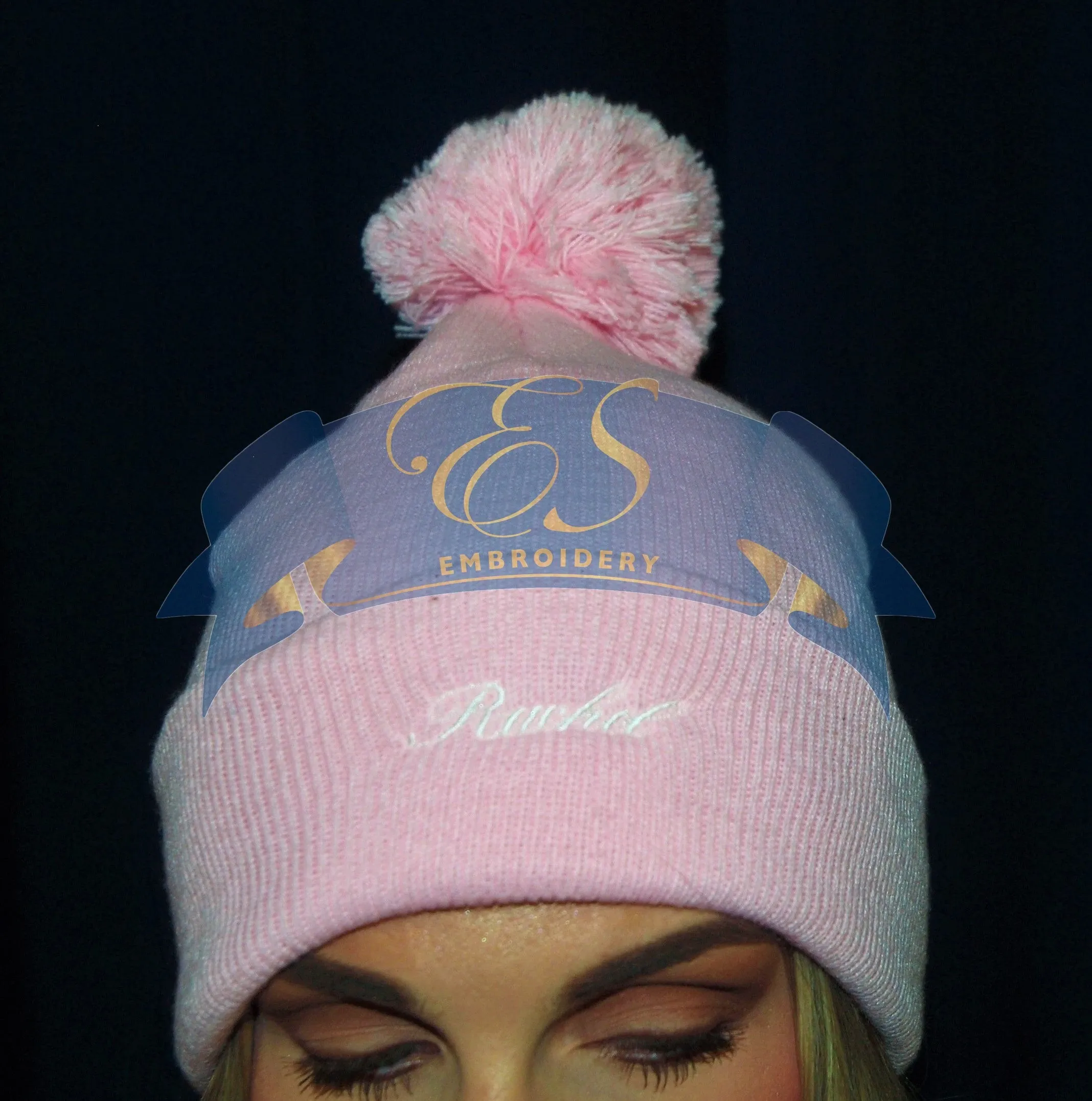 Knit Pom-Pom Beanie with Cuff