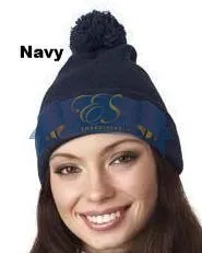 Knit Pom-Pom Beanie with Cuff
