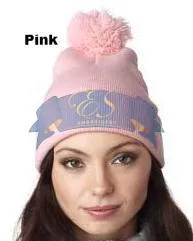 Knit Pom-Pom Beanie with Cuff