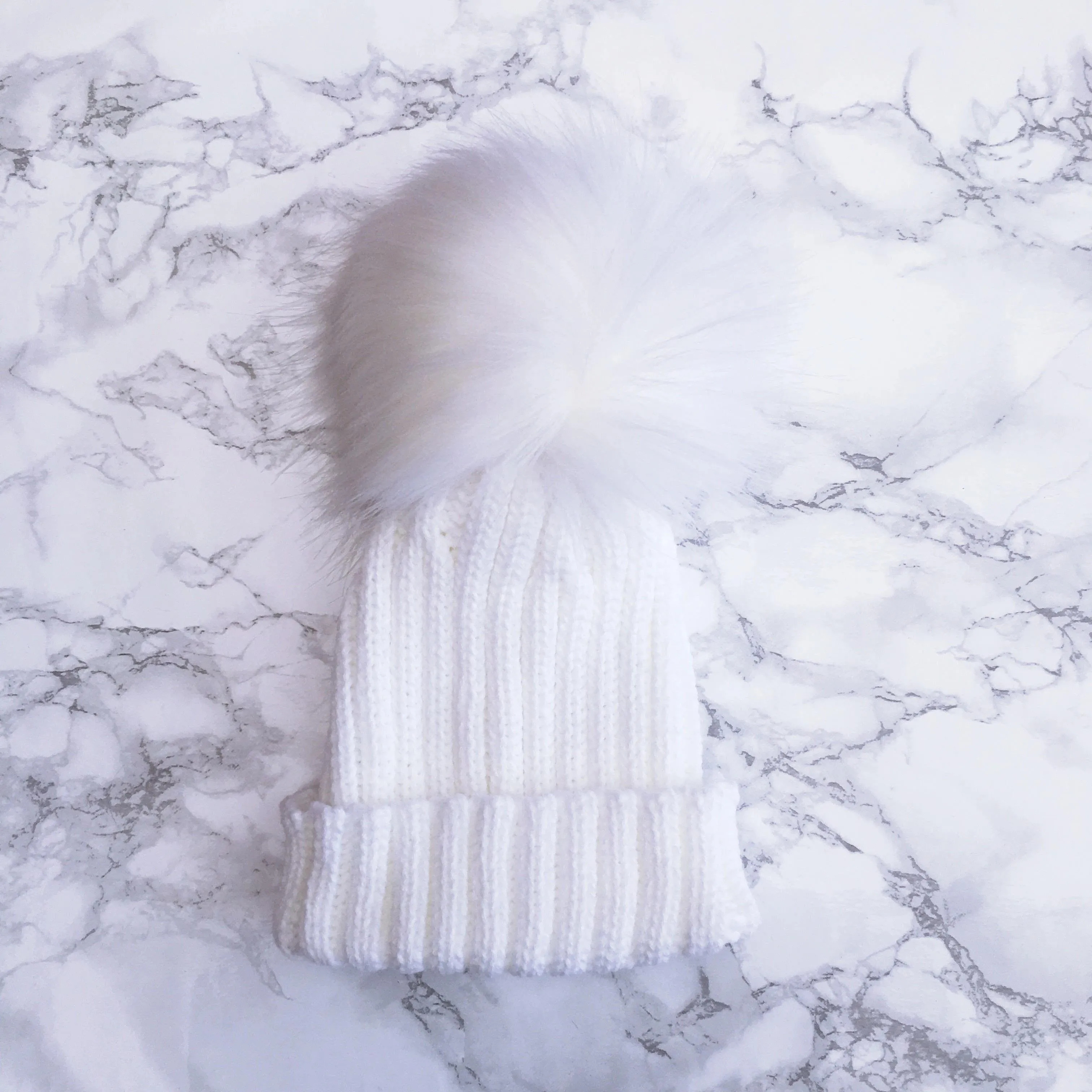 Knitted Faux Fur Pom Pom Hat