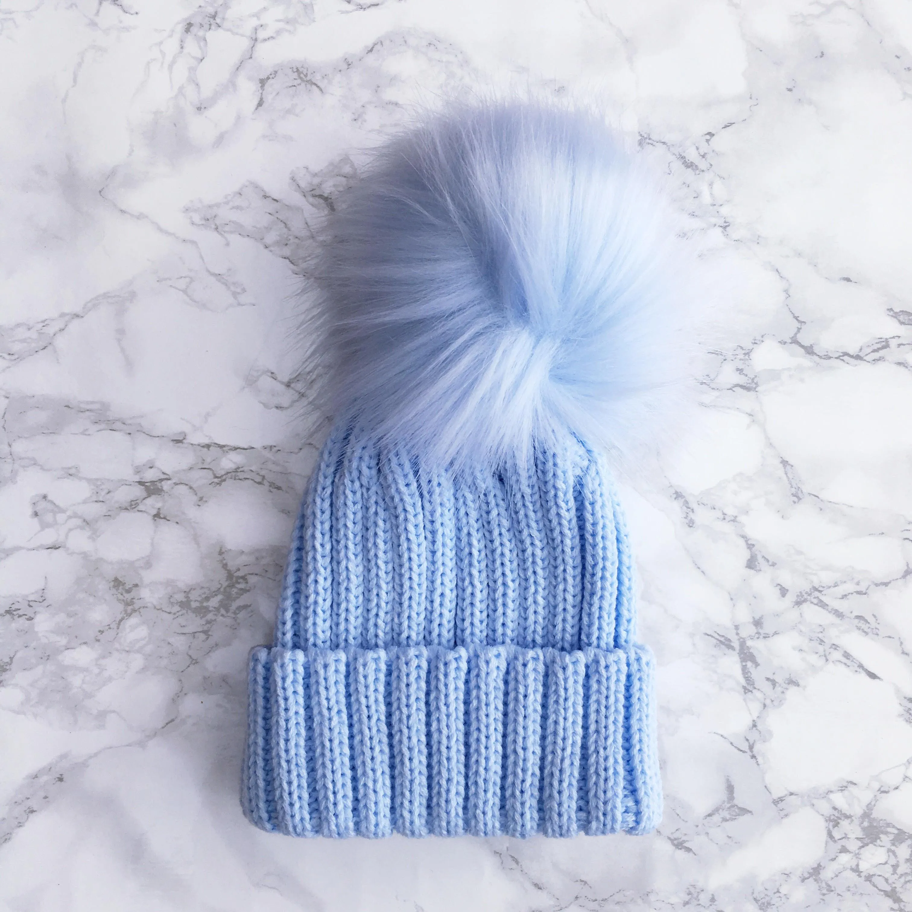 Knitted Faux Fur Pom Pom Hat