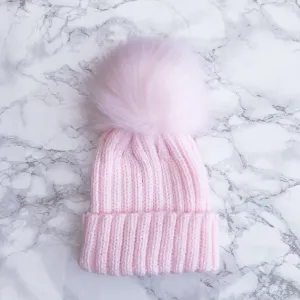 Knitted Faux Fur Pom Pom Hat
