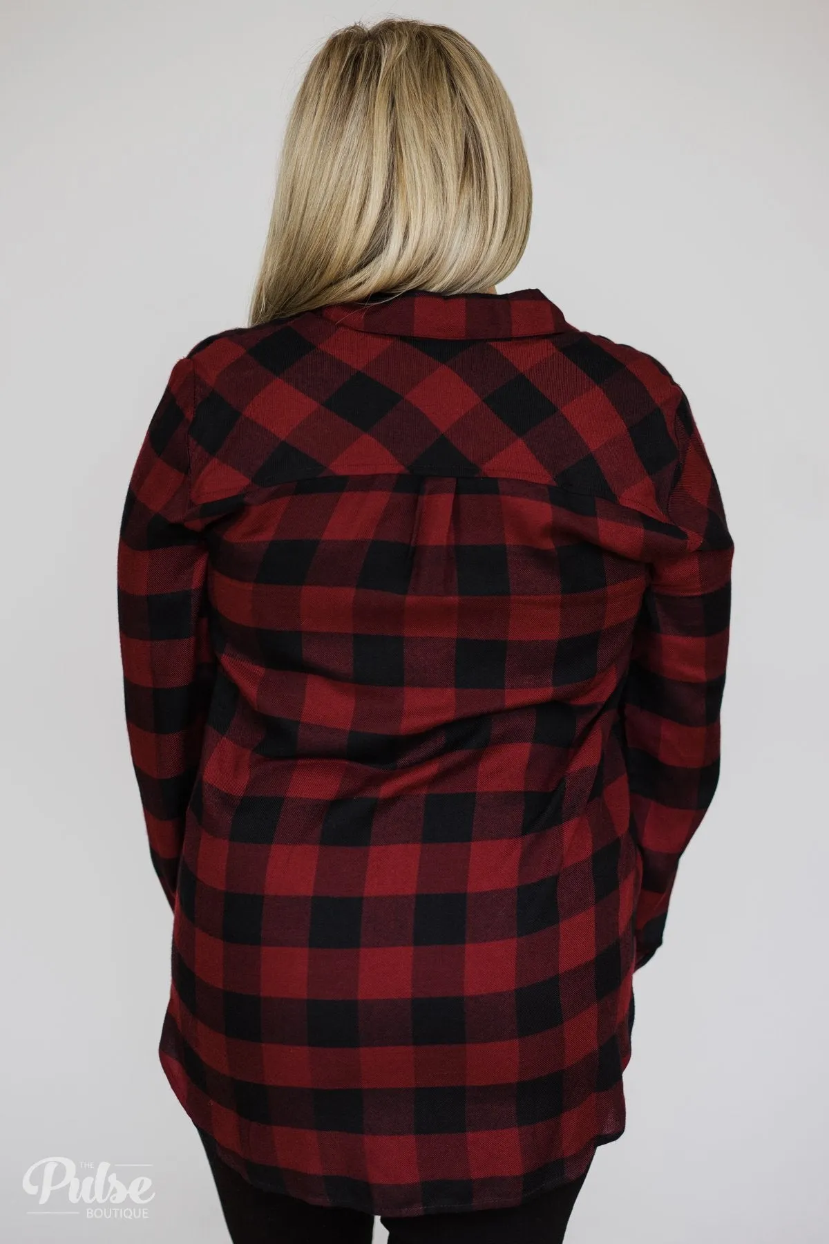 Knot Your Type Buffalo Plaid Top- Deep Red