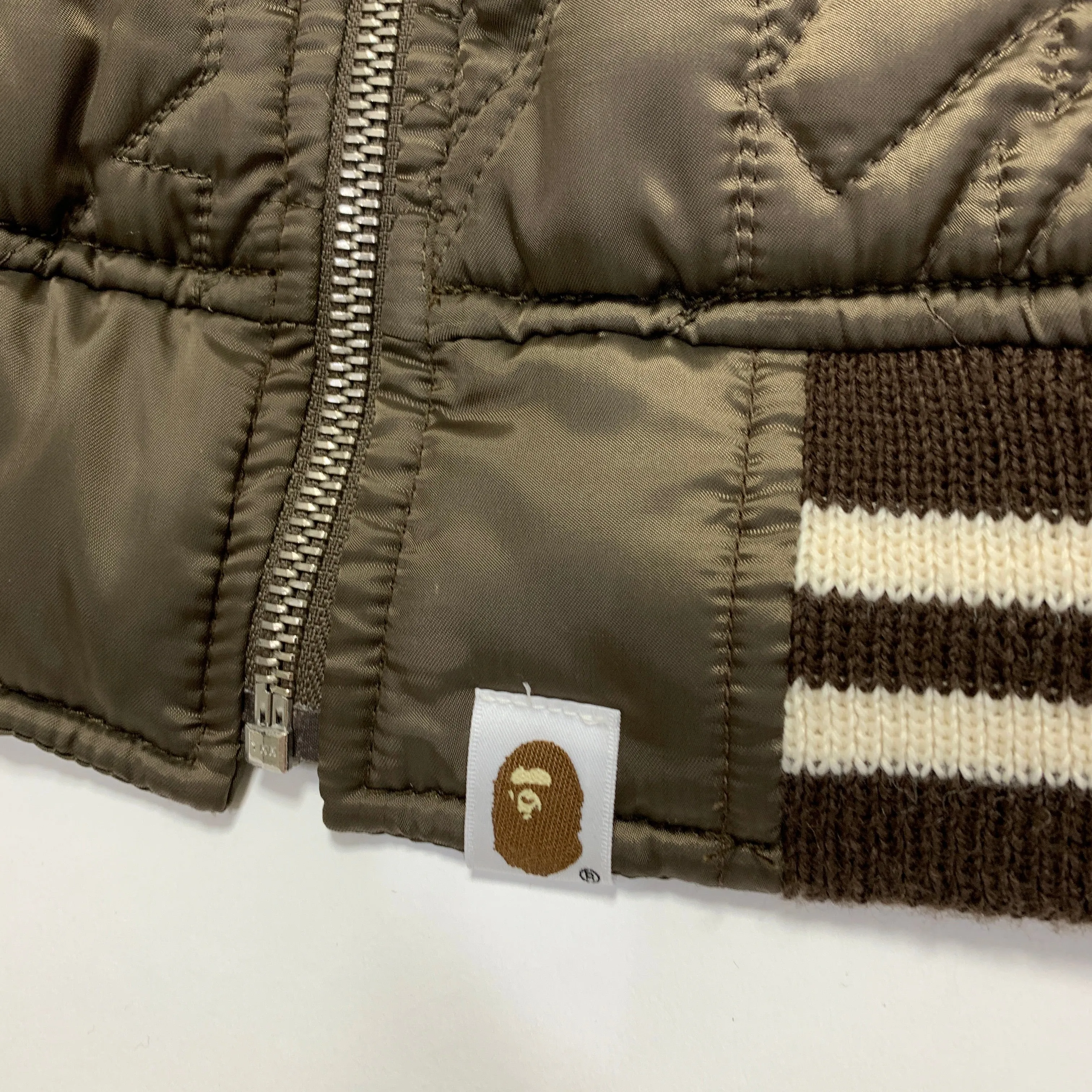 [L] A Bathing Ape Bape Vintage Sta Quilted Reversible Vest Brown