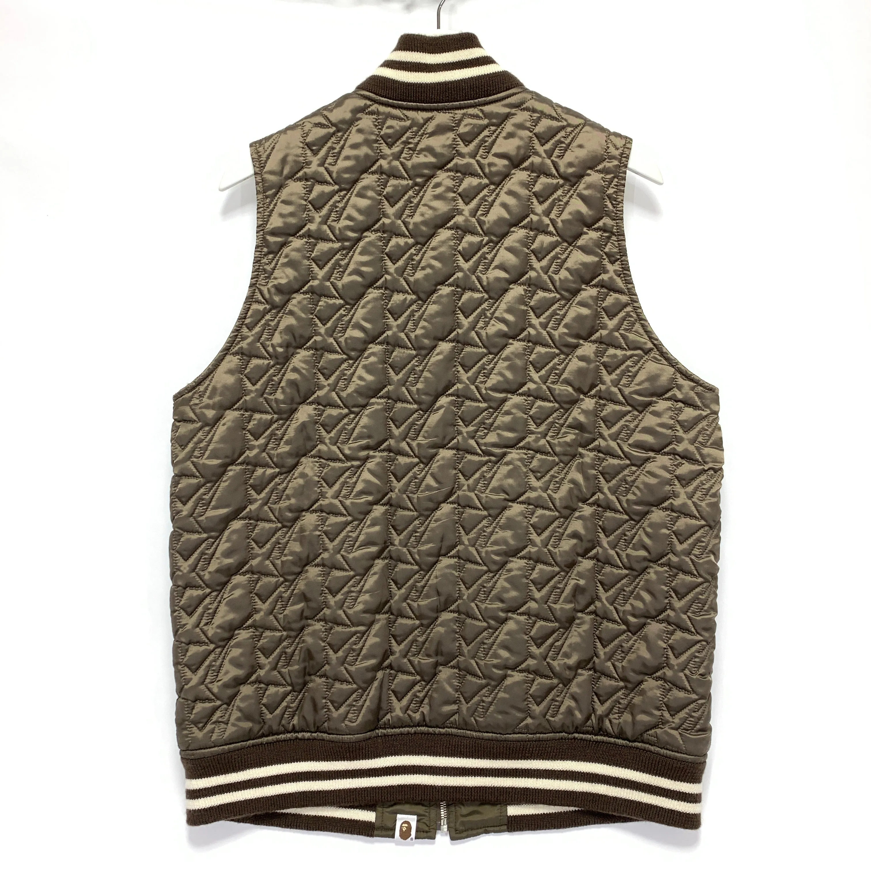 [L] A Bathing Ape Bape Vintage Sta Quilted Reversible Vest Brown