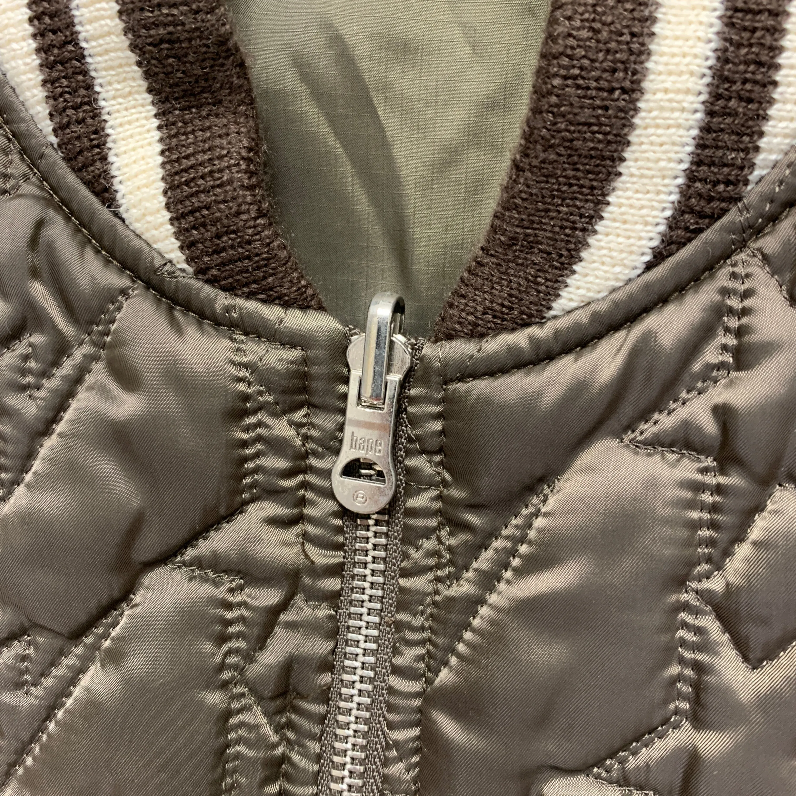 [L] A Bathing Ape Bape Vintage Sta Quilted Reversible Vest Brown