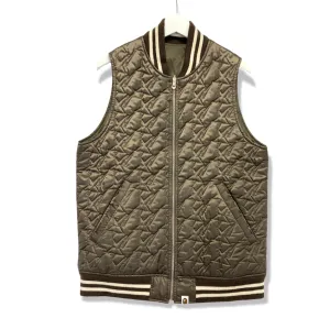 [L] A Bathing Ape Bape Vintage Sta Quilted Reversible Vest Brown