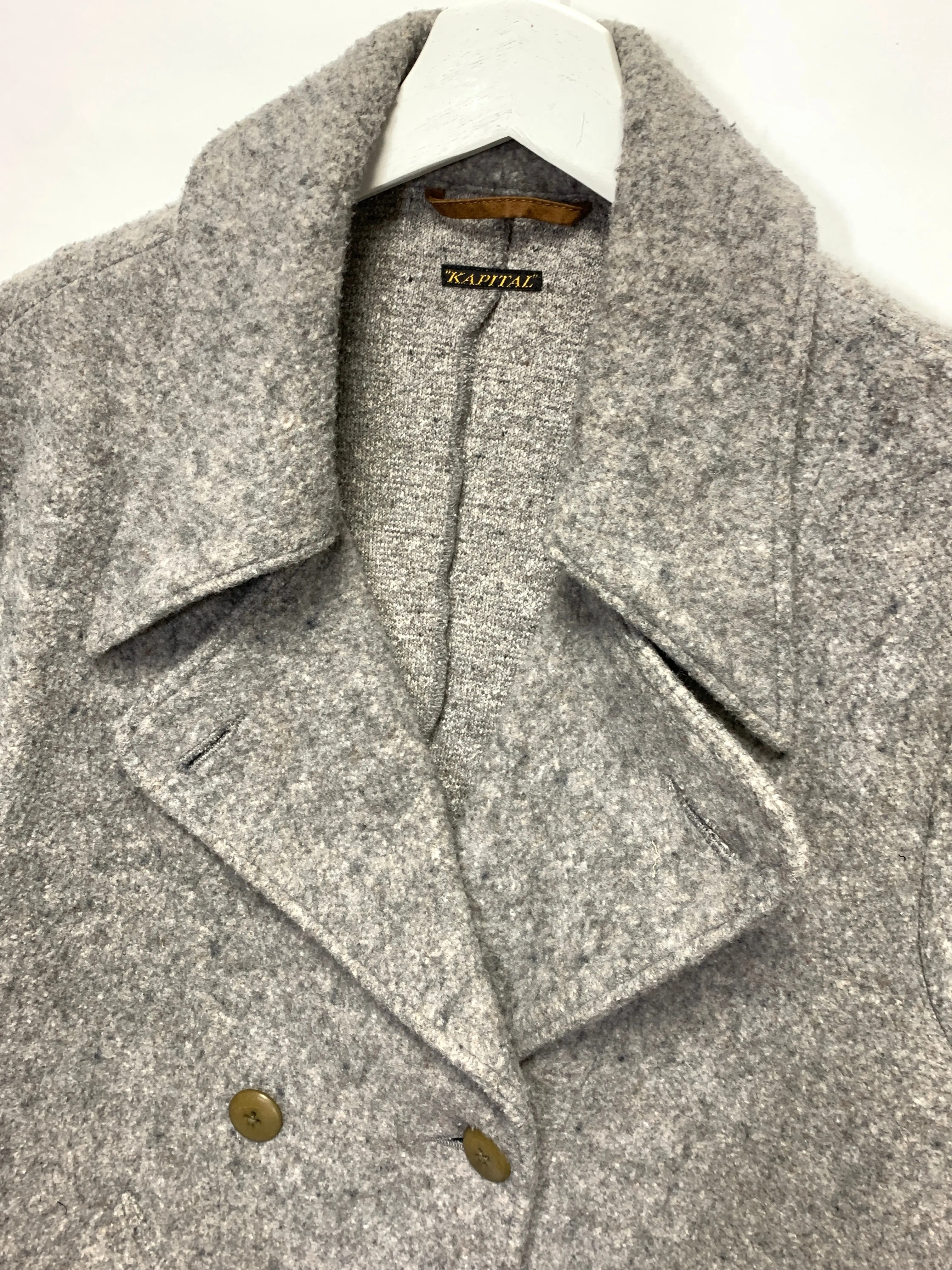 [L] Kapital Fleece Pea Coat Grey