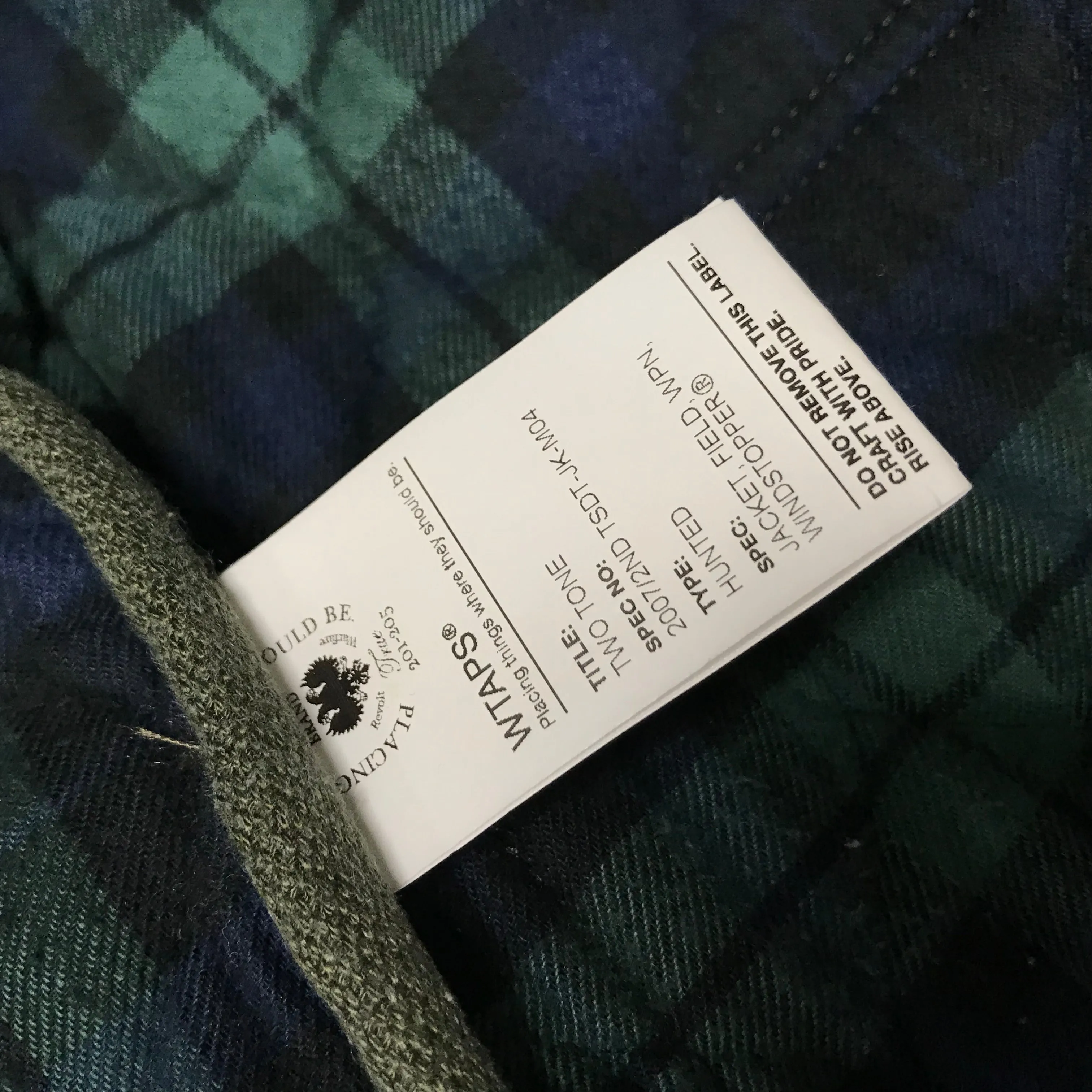 [L] WTAPS 07AW Hunted Gore Windstopper Wool Jacket Green