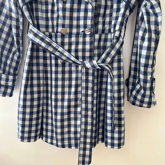 Laundry by Shelli Segal Trench Coat Belted Plaid Lightweight Large NWOT Spring
