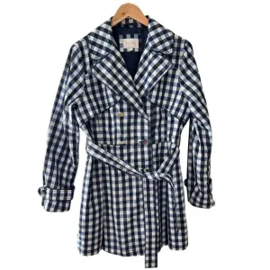 Laundry by Shelli Segal Trench Coat Belted Plaid Lightweight Large NWOT Spring
