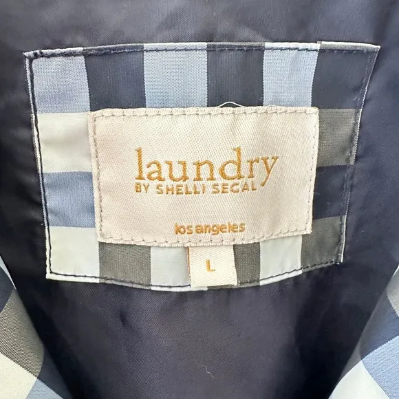 Laundry by Shelli Segal Trench Coat Belted Plaid Lightweight Large NWOT Spring
