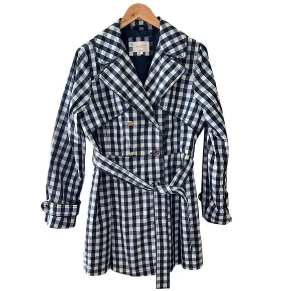 Laundry by Shelli Segal Trench Coat Belted Plaid Lightweight Large NWOT Spring