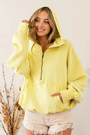Lemon Stitch Elastic Hem Half Zip Fleece Bibi Hoodie 11/22/24 9347