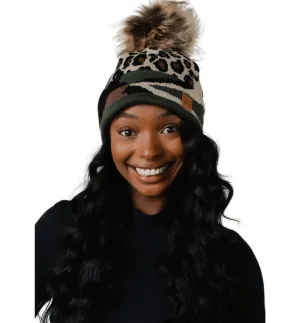 Leopard   Camo Pom Hat
