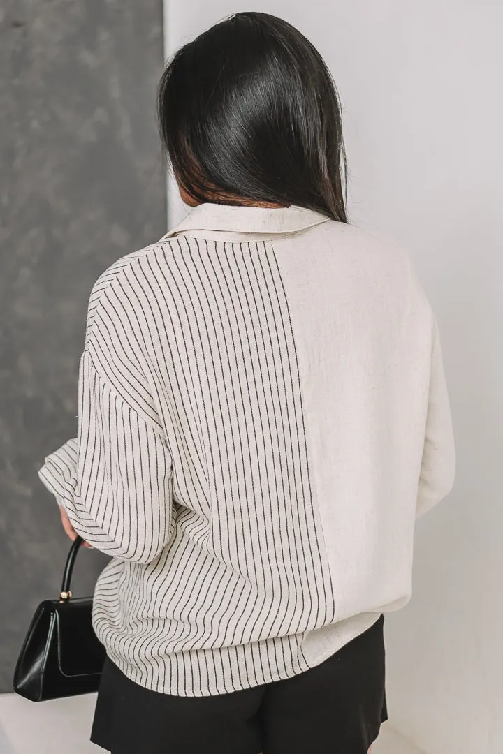 Linear Luxe Shirt Button Down Top