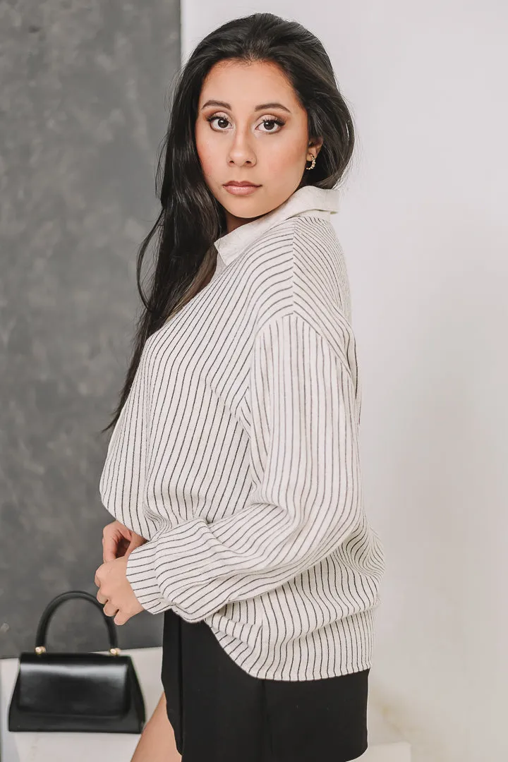 Linear Luxe Shirt Button Down Top