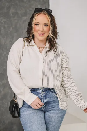 Linear Luxe Shirt Button Down Top
