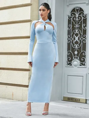 Long Sleeve Cut Out Maxi Bodycon Dress HB10051