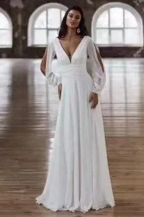 Long Sleeve V-neck Light Elegant Dress