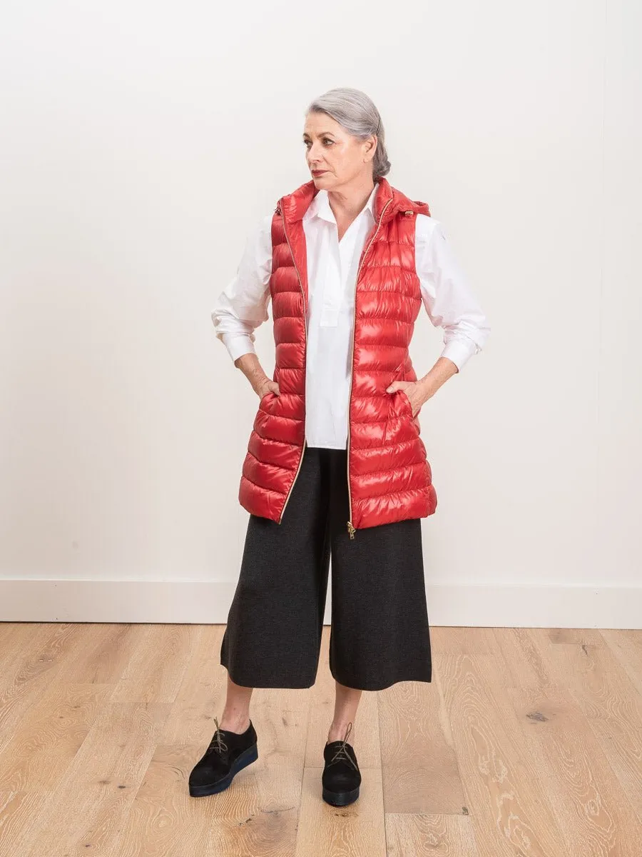long vest with hood - red