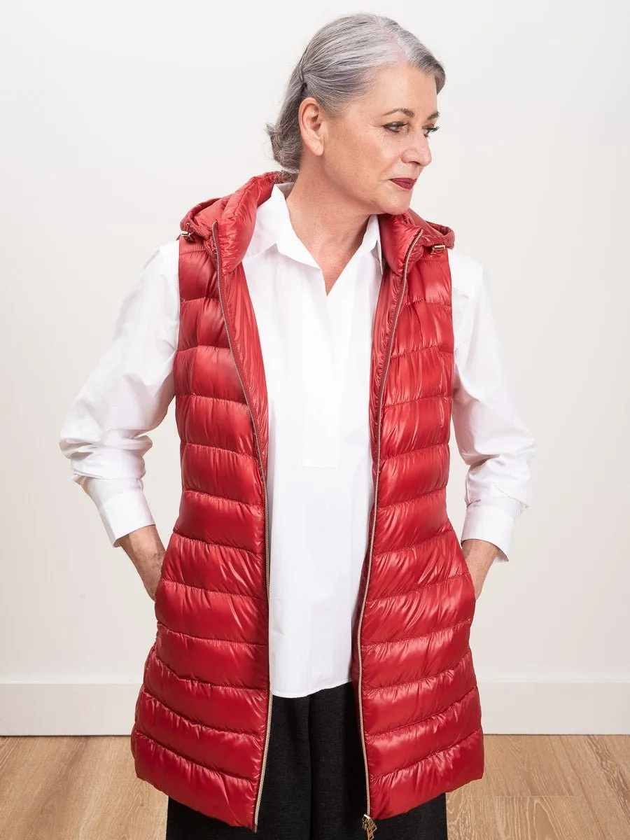long vest with hood - red