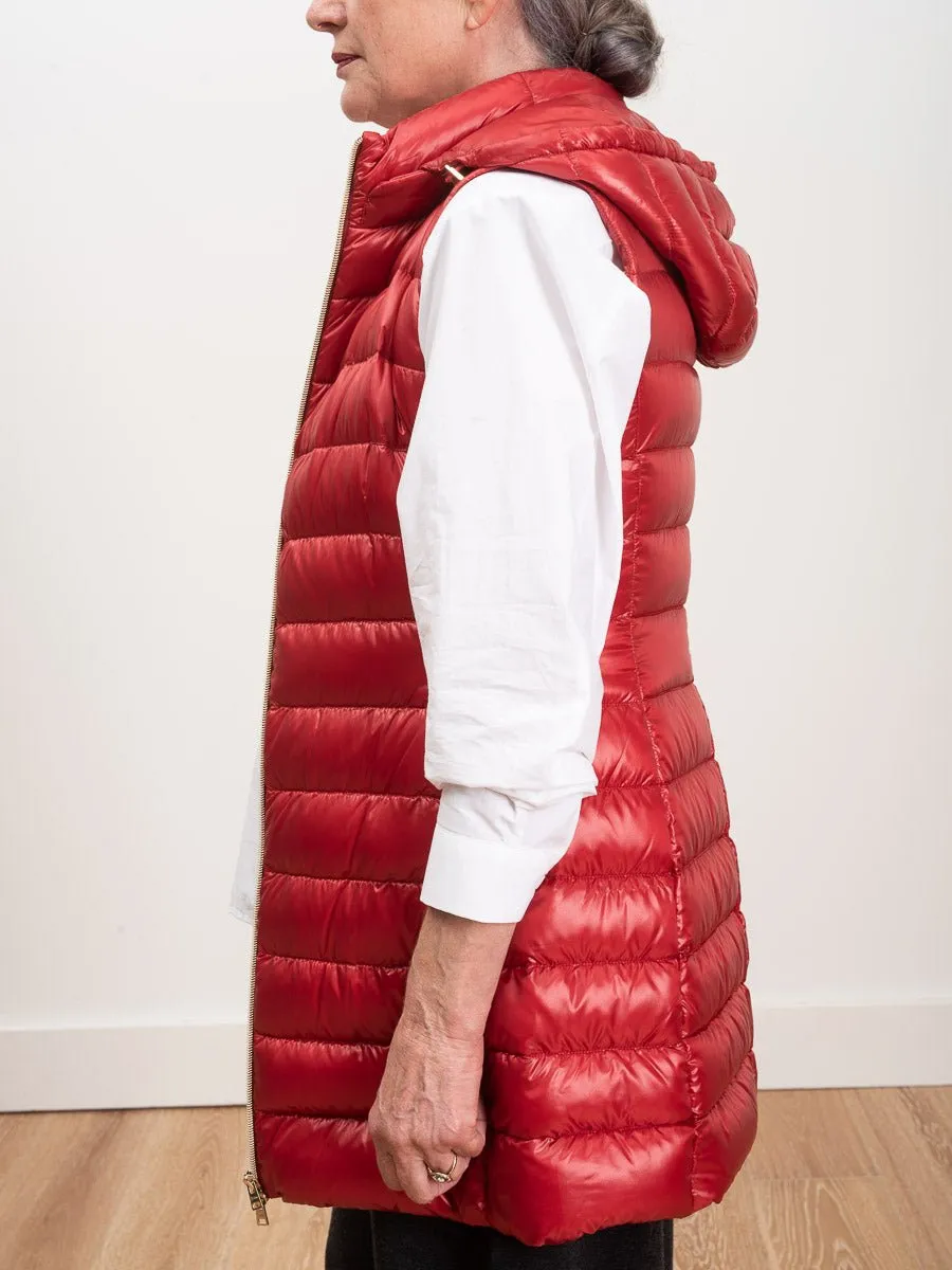 long vest with hood - red