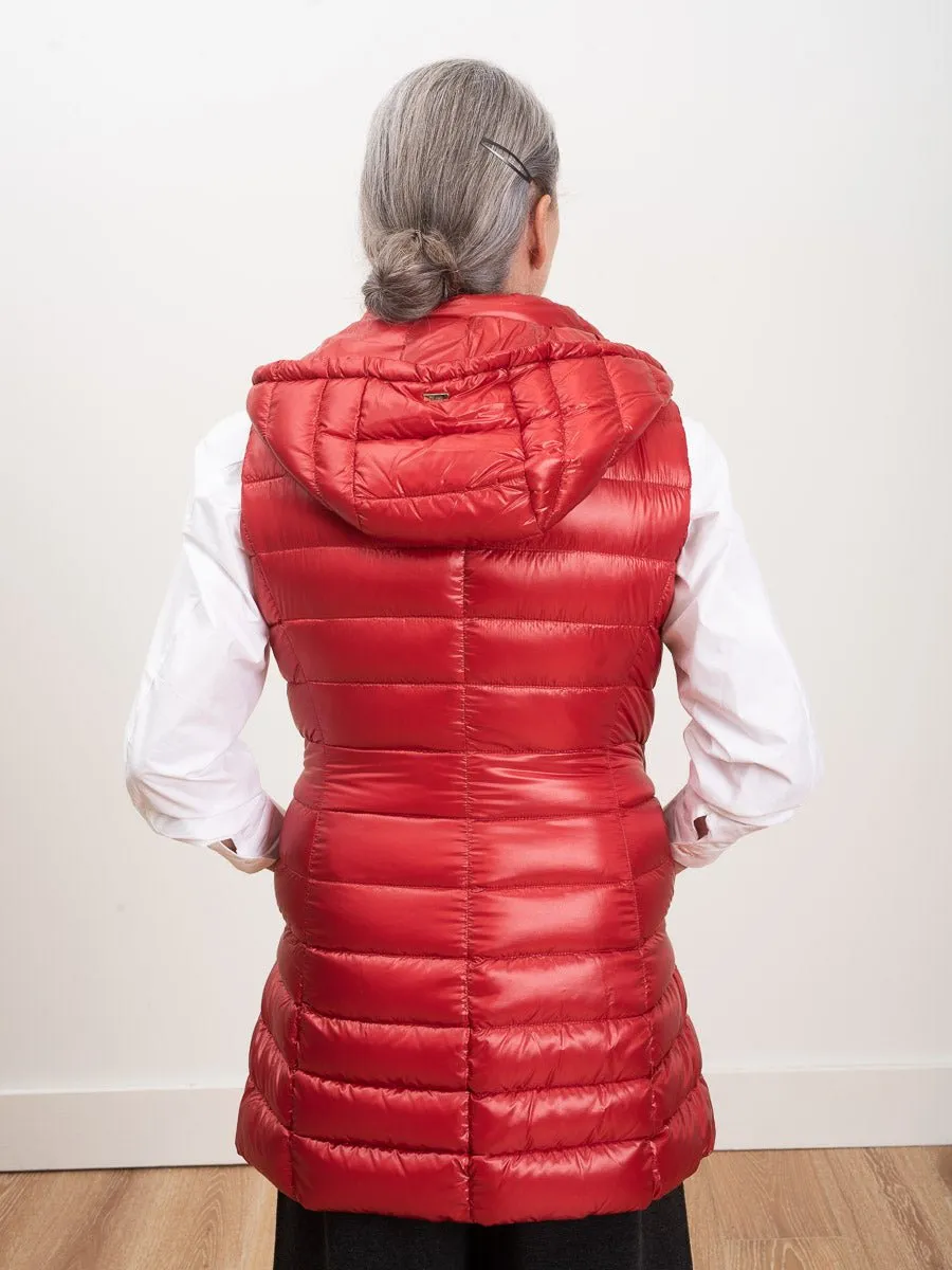 long vest with hood - red