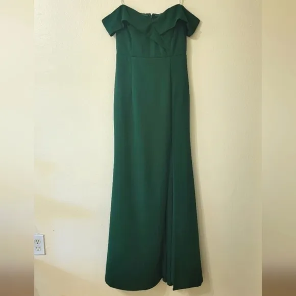 Lulus Song of Love Off-the-Shoulder Maxi Dress w/High Slit- Bridesmaid or Formal